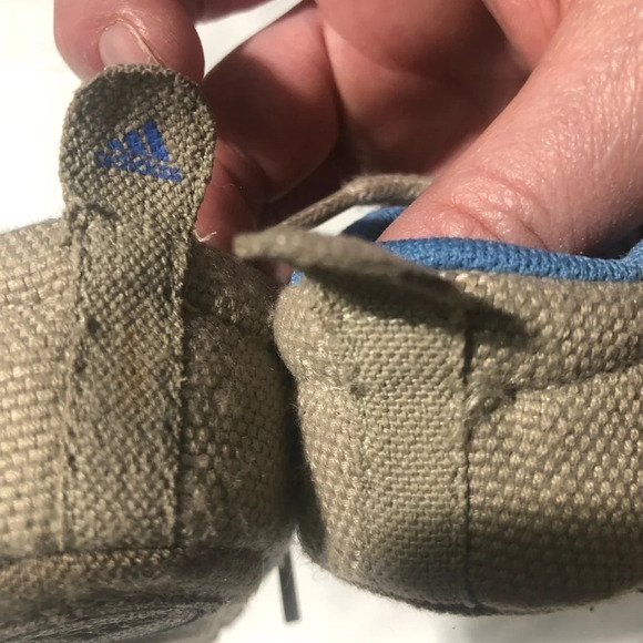 Adidas Lace Up Sneakers Non-Slip Soles Tan/Blue Size 0 - Picture 7 of 12